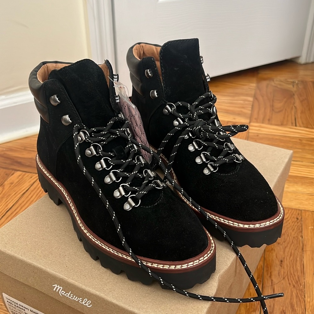 NEW Women’s Madewell Citywalk Lugsole Hiker Boot in Black Suede, US 8